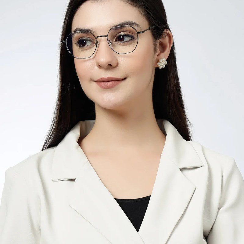 Dravon Grey Medium Full Rim Hexagonal Computer Glasses for Men & Women — Hashtag Eyewears