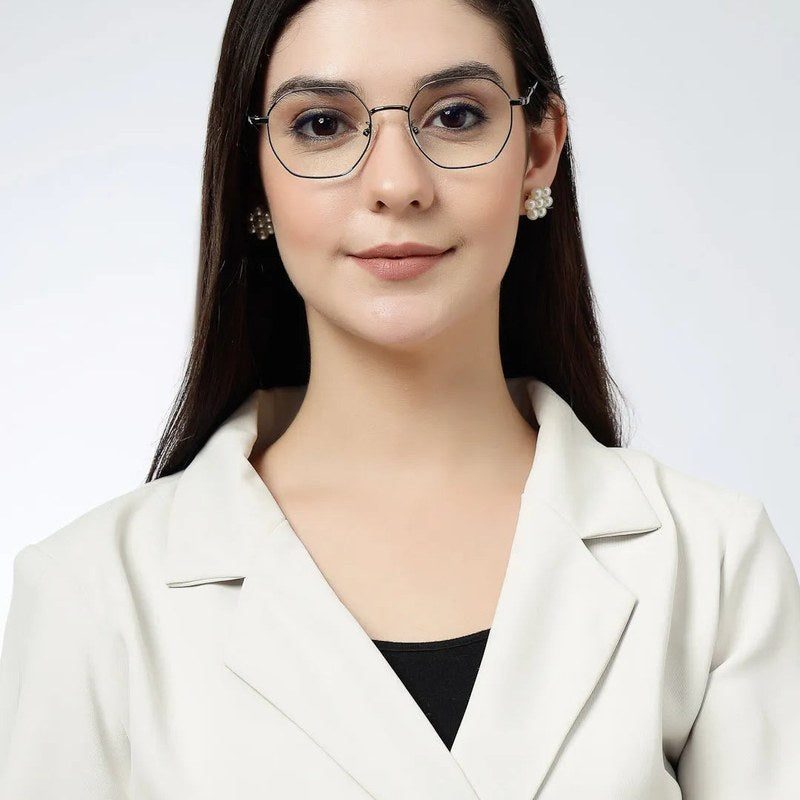 Dravon Grey Medium Full Rim Hexagonal Computer Glasses for Men & Women — Hashtag Eyewears