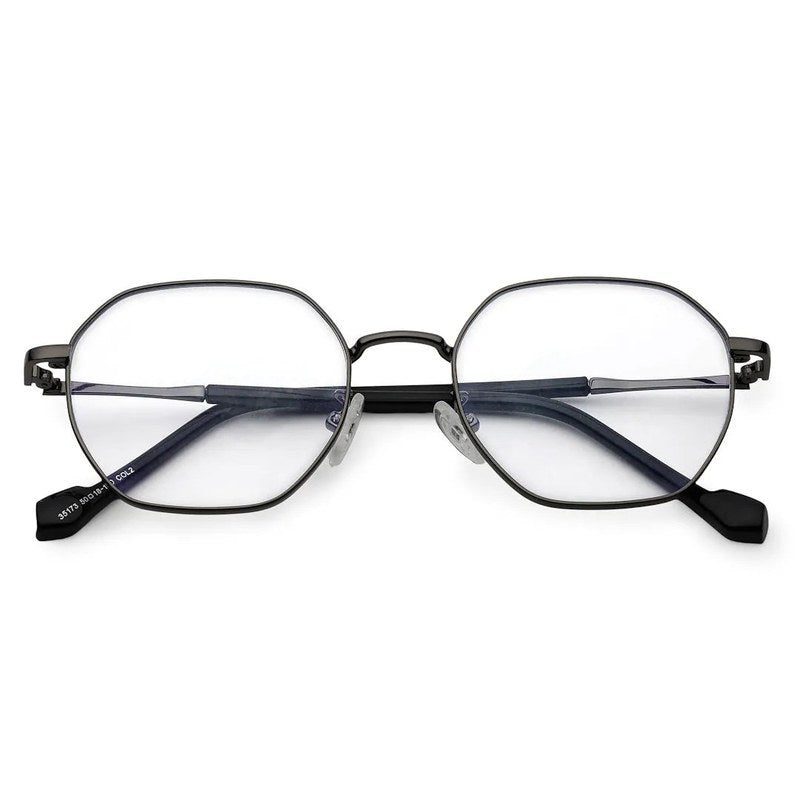 Dravon Grey Medium Full Rim Hexagonal Computer Glasses for Men & Women — Hashtag Eyewears