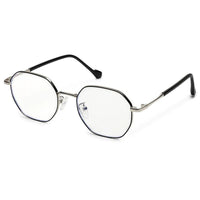 Dravon Silver & Black Medium Full Rim Hexagonal Computer Glasses for Men & Women — Hashtag Eyewears