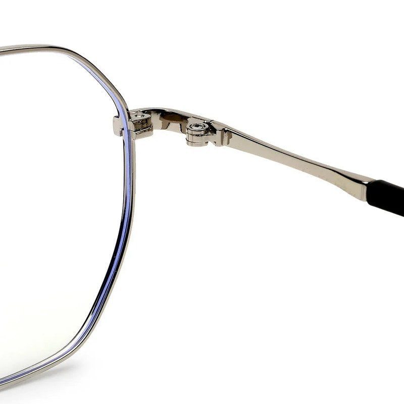 Dravon Silver & Black Medium Full Rim Hexagonal Computer Glasses for Men & Women — Hashtag Eyewears