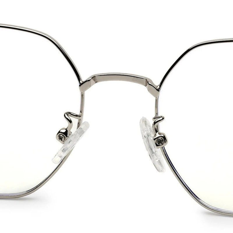 Dravon Silver & Black Medium Full Rim Hexagonal Computer Glasses for Men & Women — Hashtag Eyewears