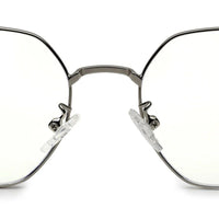 Dravon Silver Medium Full Rim Hexagonal Computer Glasses for Men & Women — Hashtag Eyewears