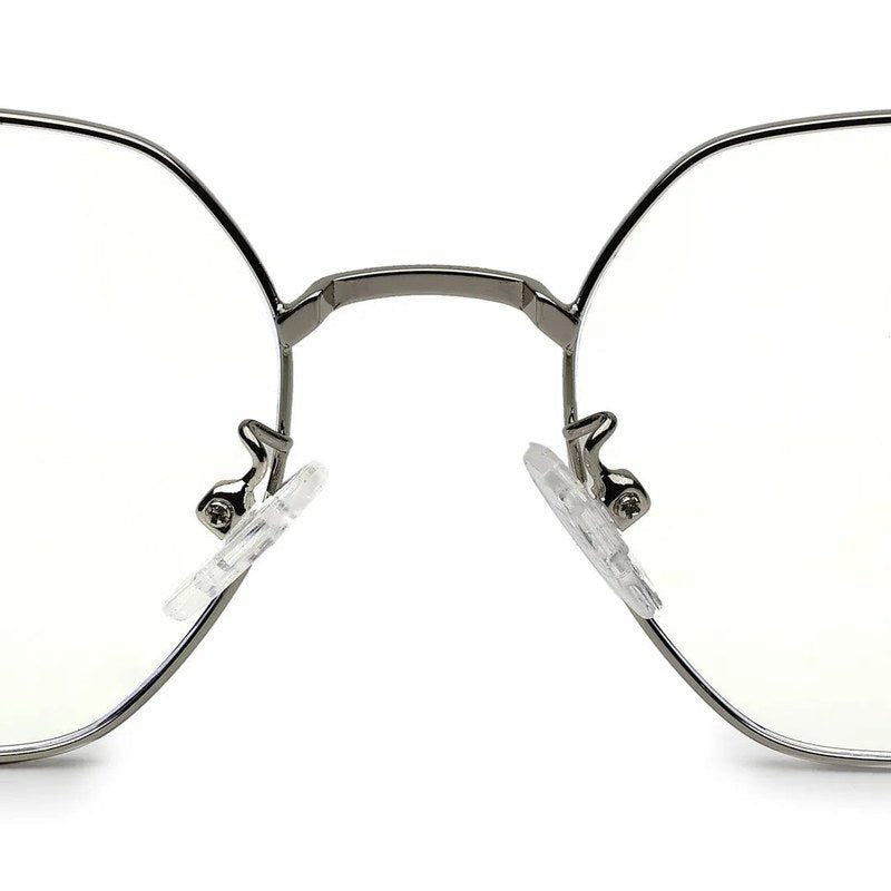 Dravon Silver Medium Full Rim Hexagonal Computer Glasses for Men & Women — Hashtag Eyewears
