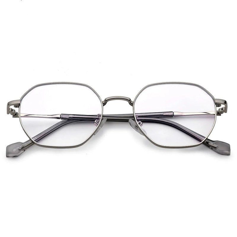 Dravon Silver Medium Full Rim Hexagonal Computer Glasses for Men & Women — Hashtag Eyewears