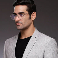 Dravon Silver Medium Full Rim Hexagonal Computer Glasses for Men & Women — Hashtag Eyewears