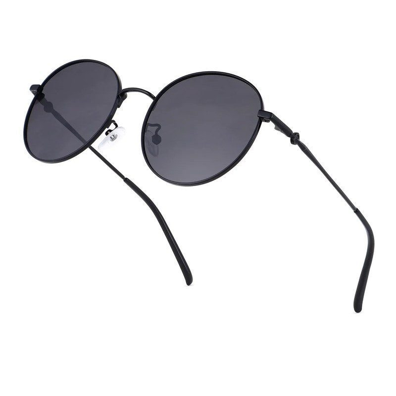 Dravyn Black Medium Full Rim Round Sunglasses for Men & Women — Hashtag Eyewears