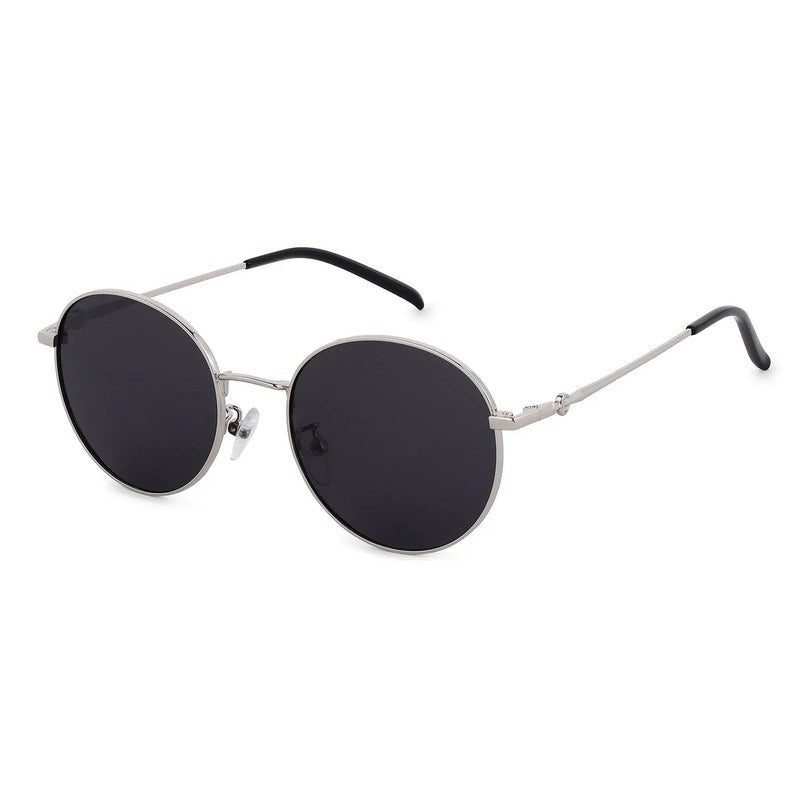 Dravyn Silver Medium Full Rim Round Sunglasses for Men & Women — Hashtag Eyewears