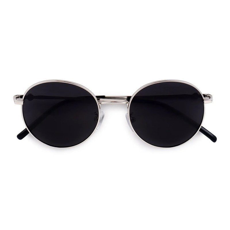 Dravyn Silver Medium Full Rim Round Sunglasses for Men & Women — Hashtag Eyewears
