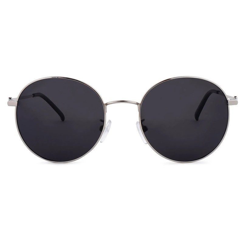 Dravyn Silver Medium Full Rim Round Sunglasses for Men & Women — Hashtag Eyewears
