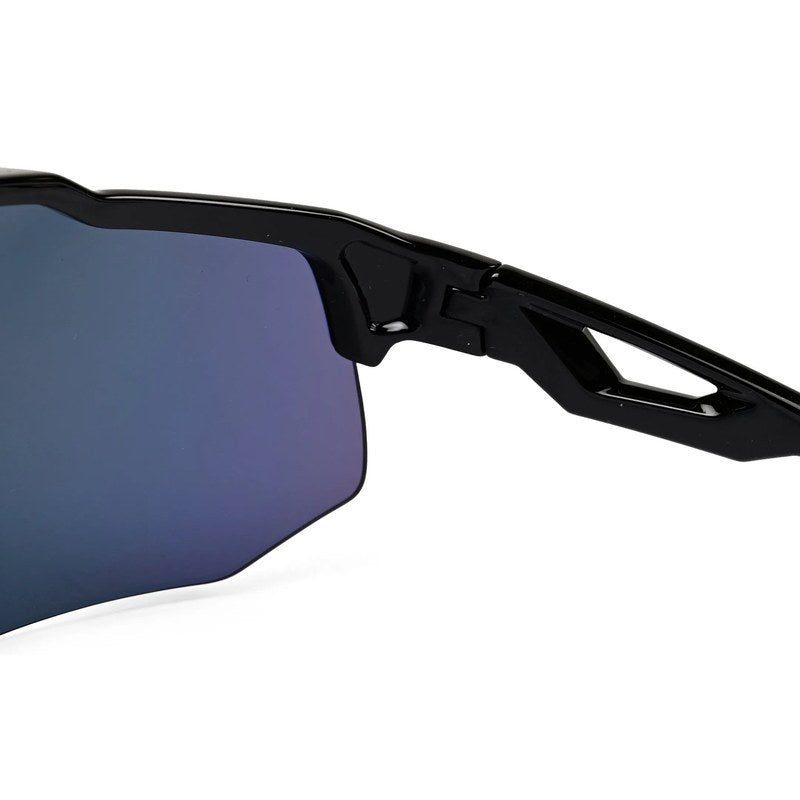 Drift Black Extra-Large Half Rim Shield Sports Sunglasses for Men & Women — Hashtag Eyewears
