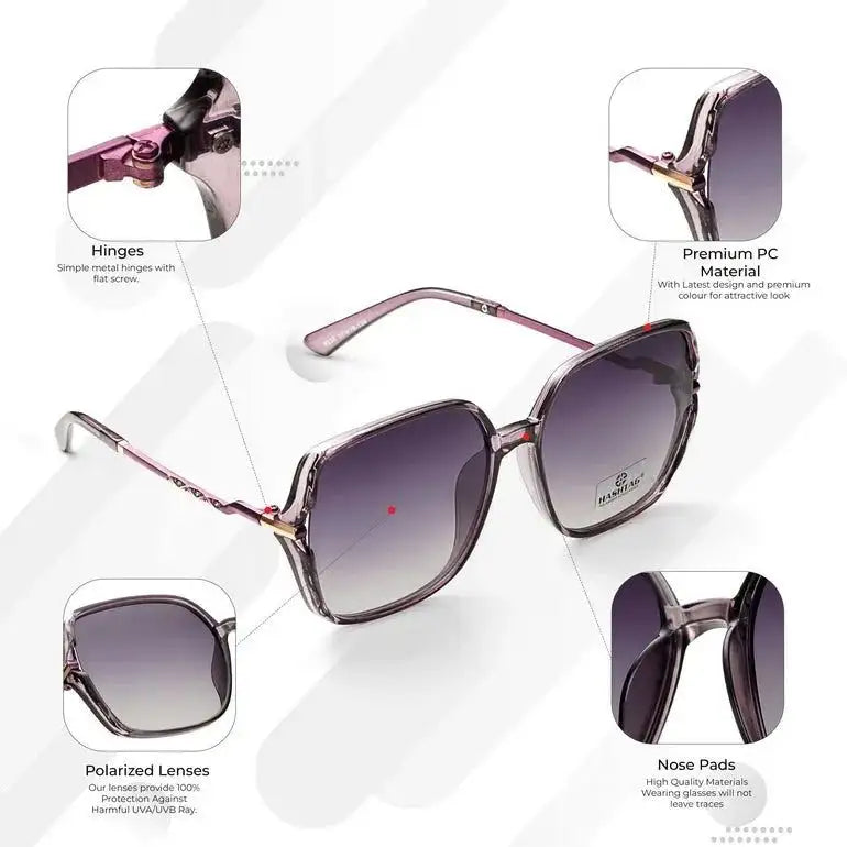 Driftis | Dark Purple Large Full Rim Hexagonal Sunglasses for Women [Polarized]