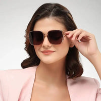 Driftis | Pink Large Full Rim Hexagonal Sunglasses for Women [Polarized]