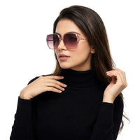 Driftis | Pink Large Full Rim Hexagonal Sunglasses for Women [Polarized]