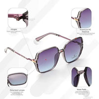 Driftis | purple Large Full Rim Hexagonal Sunglasses for Women [Polarized]