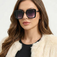 DuskDazzle Black Large Full Rim Cateye Sunglasses for Women — Hashtag Eyewears