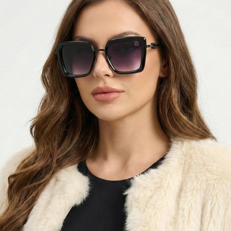 DuskDazzle Black Large Full Rim Cateye Sunglasses for Women — Hashtag Eyewears