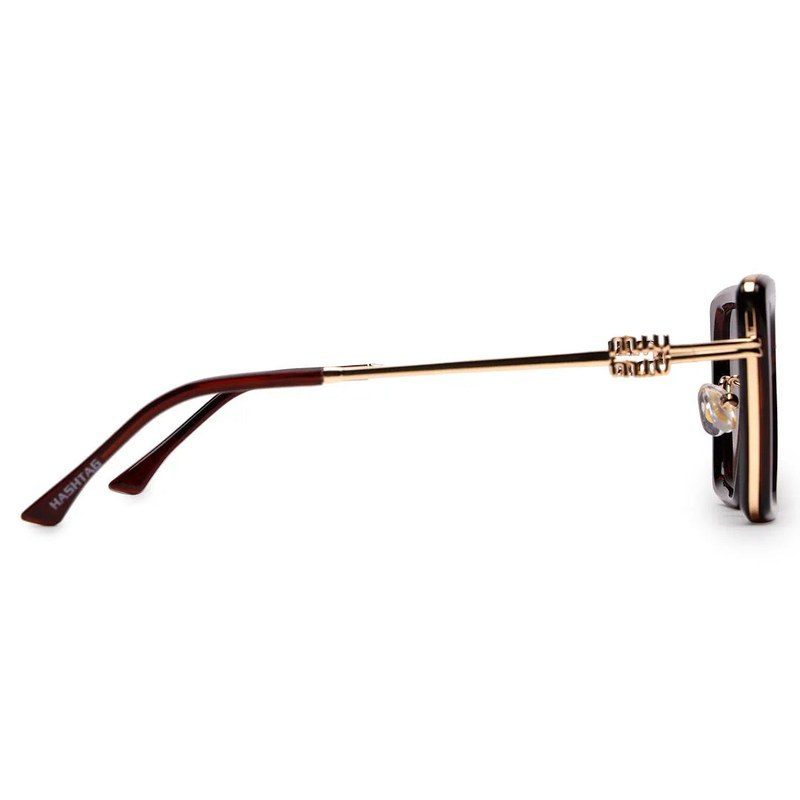 DuskDazzle Brown & Golden Large Full Rim Cateye Sunglasses for Women — Hashtag Eyewears