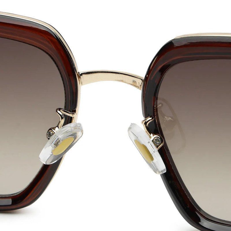 DuskDazzle Brown & Golden Large Full Rim Cateye Sunglasses for Women — Hashtag Eyewears