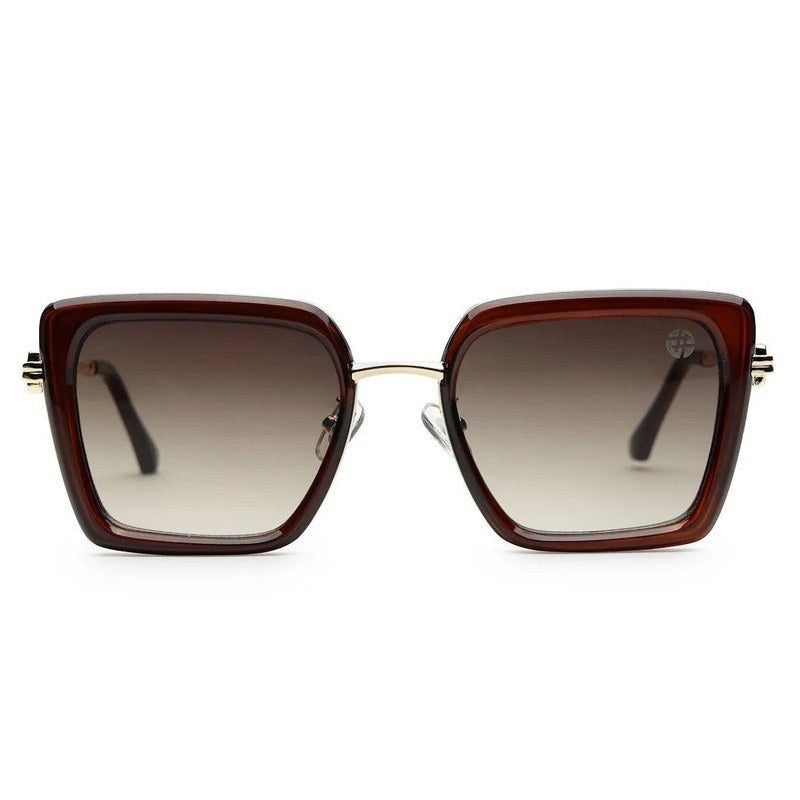 DuskDazzle Brown & Golden Large Full Rim Cateye Sunglasses for Women — Hashtag Eyewears