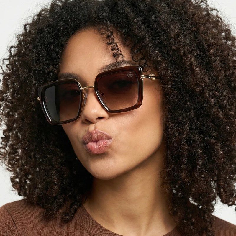 DuskDazzle Brown & Golden Large Full Rim Cateye Sunglasses for Women — Hashtag Eyewears