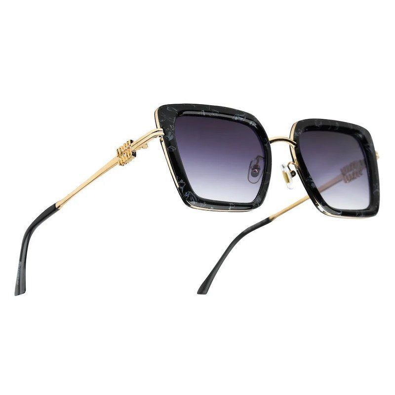 DuskDazzle Texture Black & Golden Large Full Rim Cateye Sunglasses for Women — Hashtag Eyewears