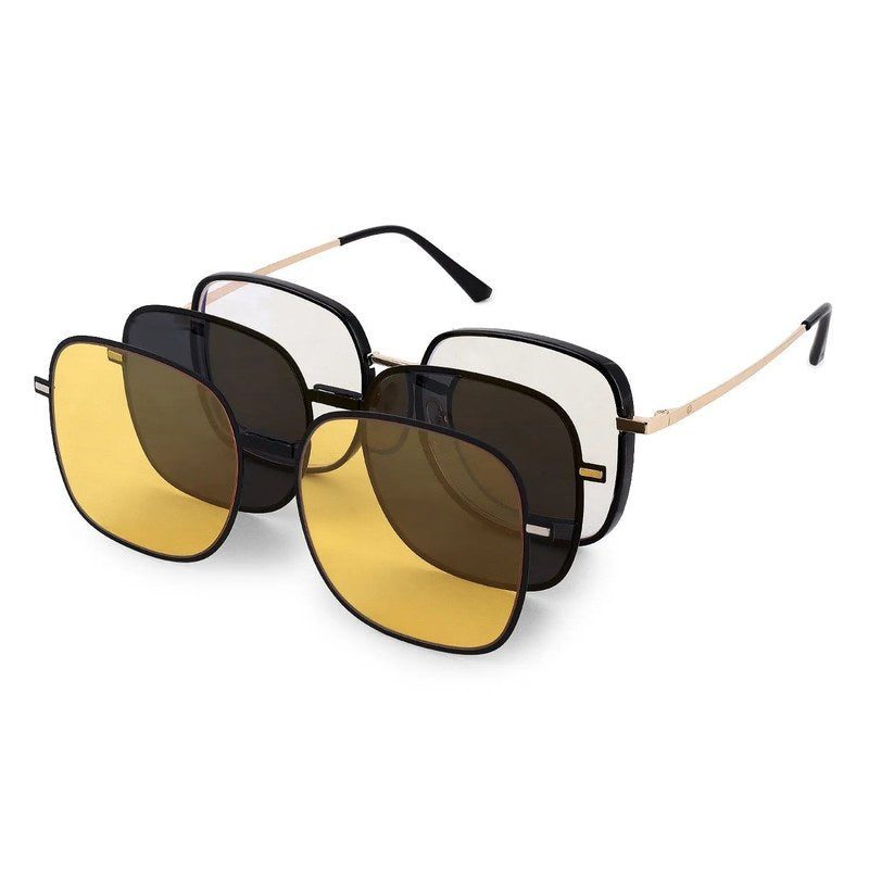 Duskra Golden & Black Large Full Rim Square Clip-on for Men & Women — Hashtag Eyewears