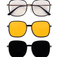 Duskra Golden & Black Large Full Rim Square Clip-on for Men & Women — Hashtag Eyewears