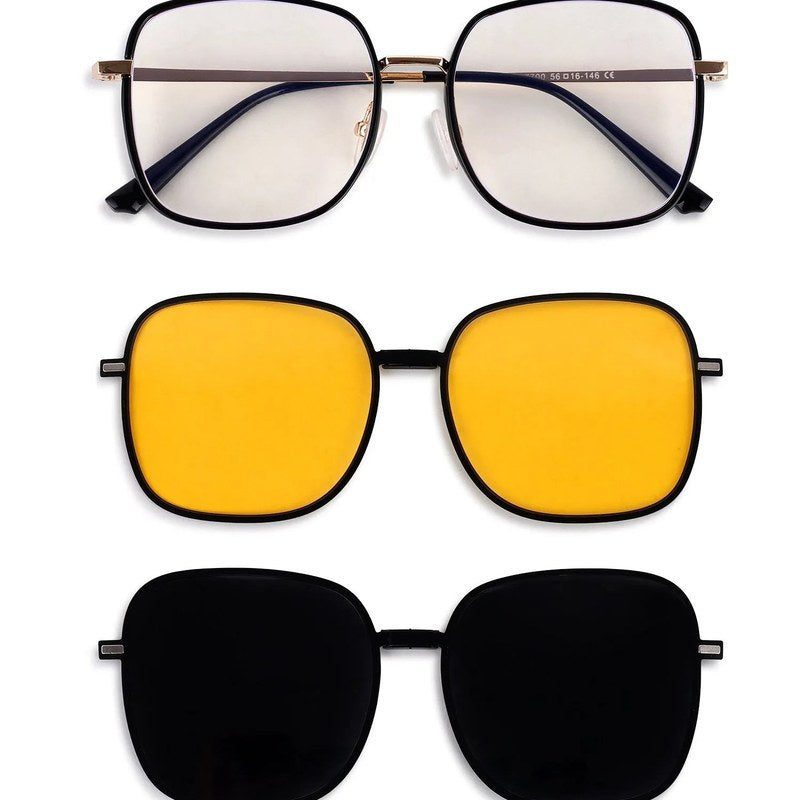 Duskra Golden & Black Large Full Rim Square Clip-on for Men & Women — Hashtag Eyewears