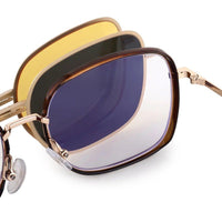 Duskra Golden & Brown Large Full Rim Square Clip-on for Men & Women — Hashtag Eyewears
