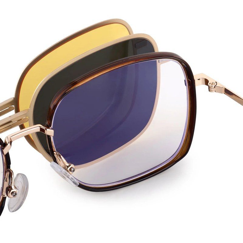 Duskra | Golden & Brown Large Full Rim Square Clip-on for Men & Women [UV-protected]