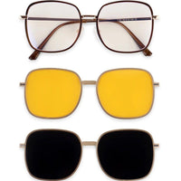 Duskra Golden & Brown Large Full Rim Square Clip-on for Men & Women — Hashtag Eyewears
