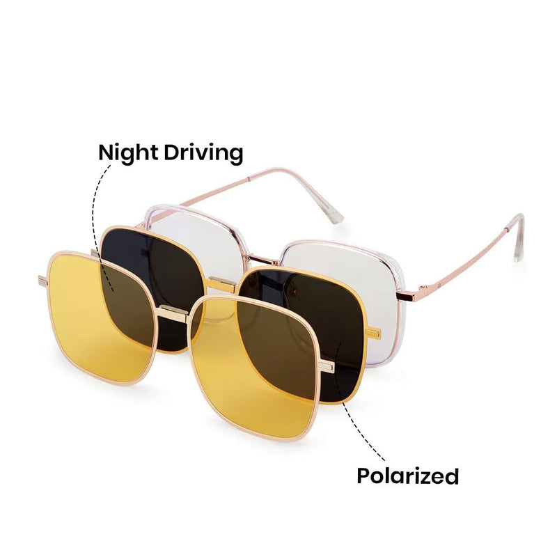 Duskra Rose Gold & Transparent Large Full Rim Square Clip-on for Men & Women — Hashtag Eyewears