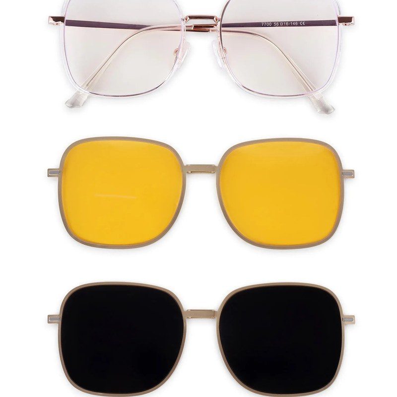 Duskra | Rose Gold & Transparent Large Full Rim Square Clip-on for Men & Women [UV-protected]