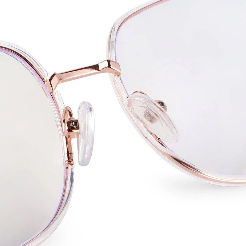 Duskra | Rose Gold & Transparent Large Full Rim Square Clip-on for Men & Women [UV-protected]
