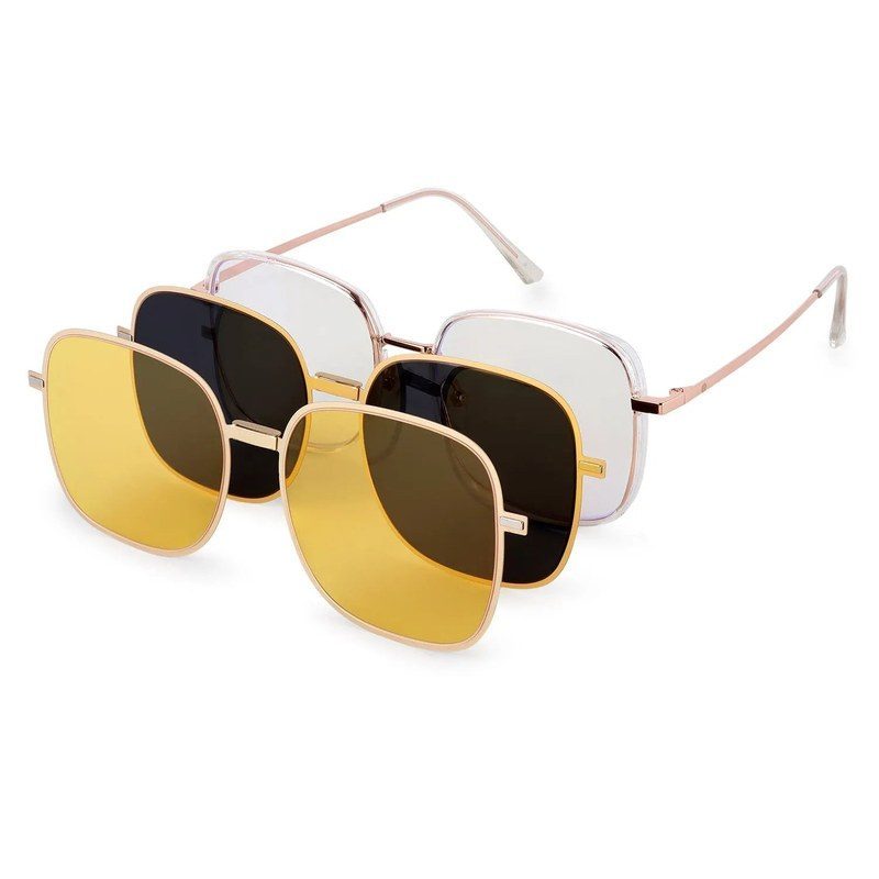 Duskra Rose Gold & Transparent Large Full Rim Square Clip-on for Men & Women — Hashtag Eyewears