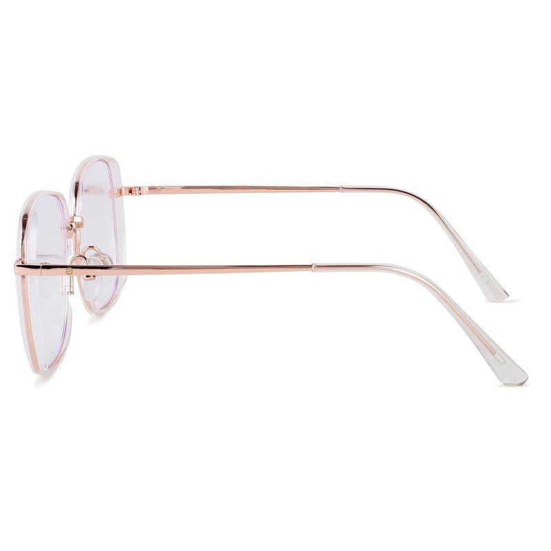 Duskra | Rose Gold & Transparent Large Full Rim Square Clip-on for Men & Women [UV-protected]