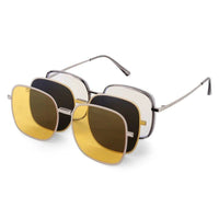Duskra Silver & Transparent Grey Large Full Rim Square Clip-on for Men & Women — Hashtag Eyewears