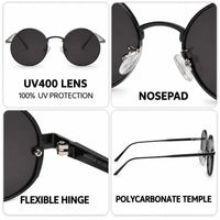 Ionara | Black Medium Full Rim Round Sunglasses for Men & Women [UV-protected]