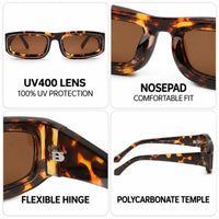 Crystix | Brown Small Full Rim Rectangle Sunglasses for Men & Women [UV-protected]