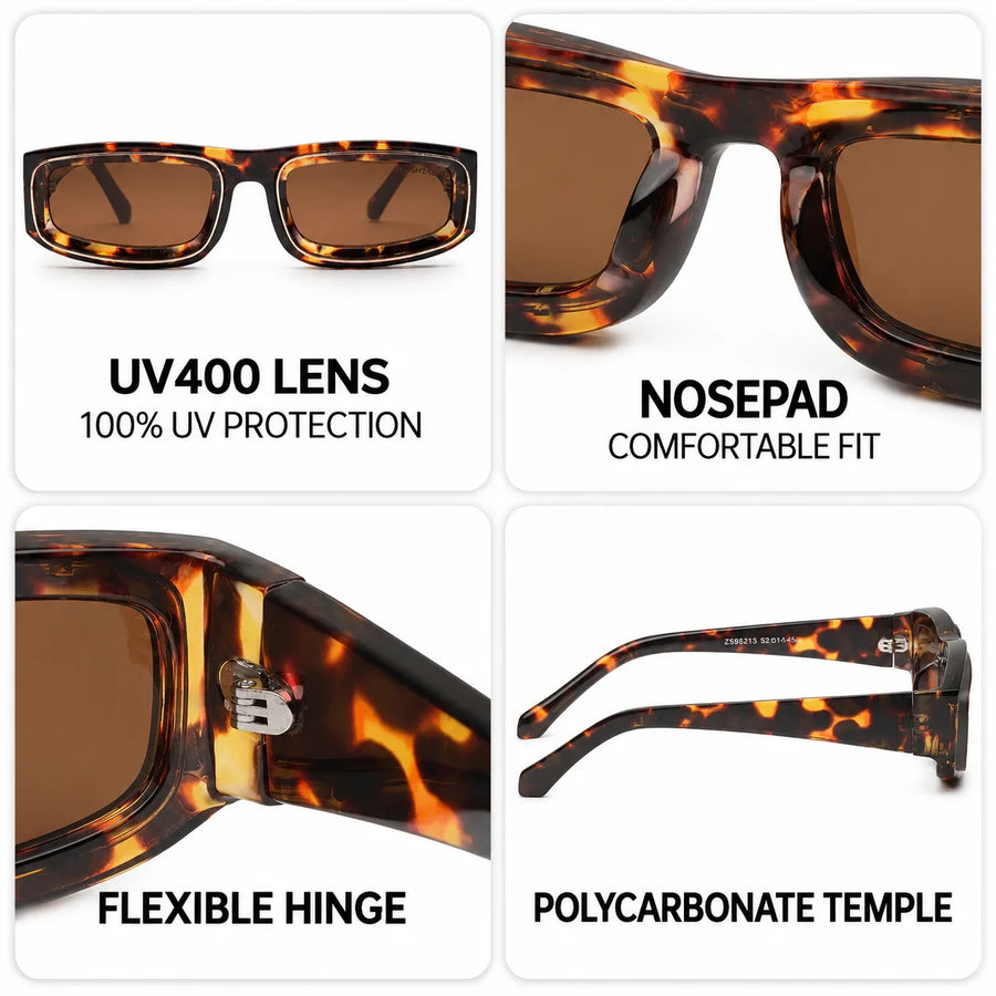 Crystix | Brown Small Full Rim Rectangle Sunglasses for Men & Women [UV-protected]