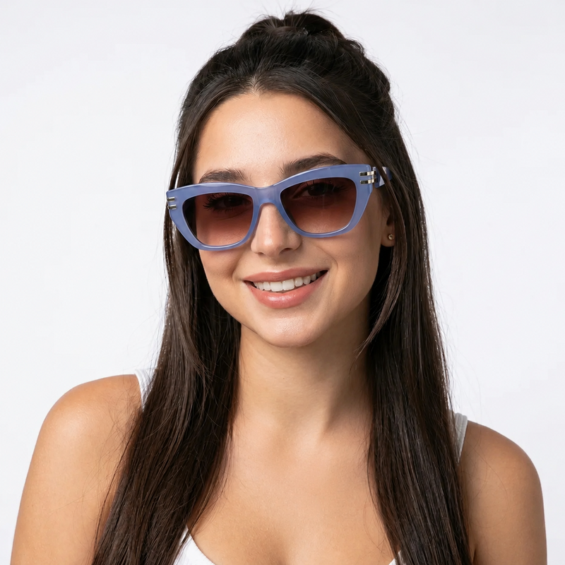 Lucid | Blue and Golden Large Full Rim Square Sunglasses for Women [UV-protected]
