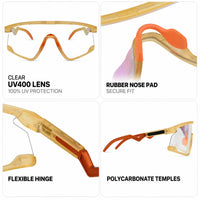 Pulse | Transparent Green Large Half Rim Shield Sports Sunglasses for Men & Women [MIRRORED]