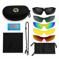 Valkor | Black Free Size Half Rim Shield Sports Sunglasses for Men & Women Changeable Lens[Polarized]