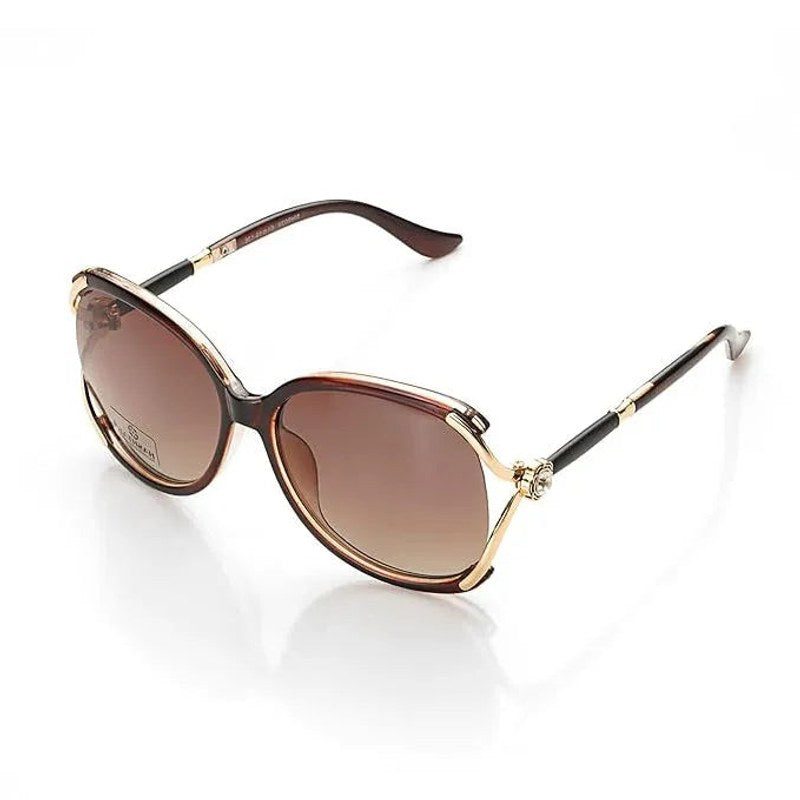 Saffron Brown Large Full Rim Oval Sunglasses for Women — Hashtag Eyewears