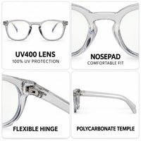 Rivena | Transparent Small Full Rim Square Computer Glasses for Men & Women [Blue Block]