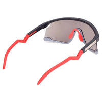 Eaga | Black-Grey Texture Large Half Rim Shield Sports Sunglasses for Men & Women [Mirrored]