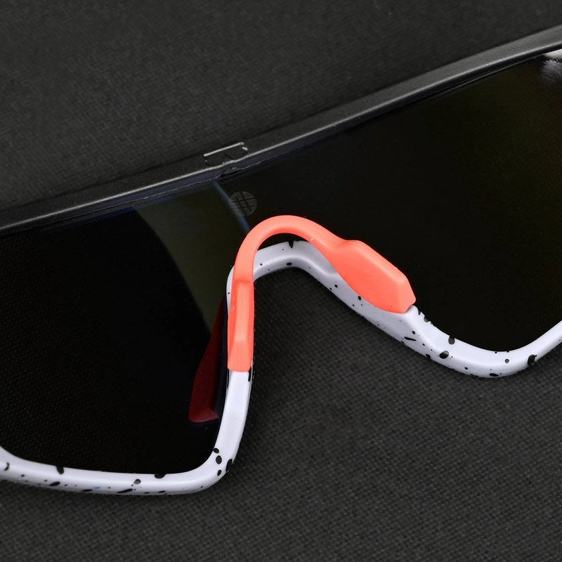 Eaga Black-Grey Texture Large Half Rim Shield Sports Sunglasses for Men & Women — Hashtag Eyewears