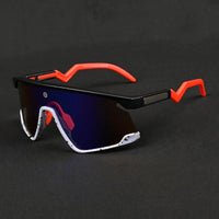Eaga Black-Grey Texture Large Half Rim Shield Sports Sunglasses for Men & Women — Hashtag Eyewears