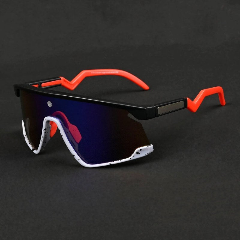 Eaga Black-Grey Texture Large Half Rim Shield Sports Sunglasses for Men & Women — Hashtag Eyewears